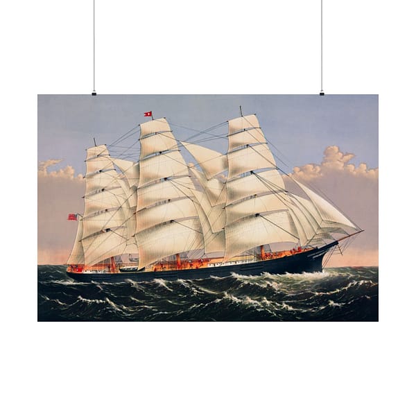 11393783240234768121_2048.jpeg Clipper Ship Three Brothers, 2,972 Tons - The Largest Sailing Ship in the World - Currier & Ives (1875) - Vintage Lithograph Poster Print