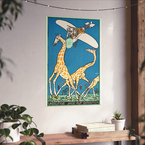 11566477634423866597_2048.jpeg Bloodless Giraffe Hunt (Unblutige Jagd auf Giraffen) - Moriz Jung (1911) - Vintage Lithograph Poster Print