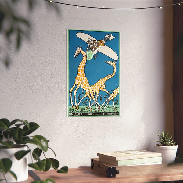1167438030313782058_2048.jpeg Bloodless Giraffe Hunt (Unblutige Jagd auf Giraffen) - Moriz Jung (1911) - Vintage Lithograph Poster Print