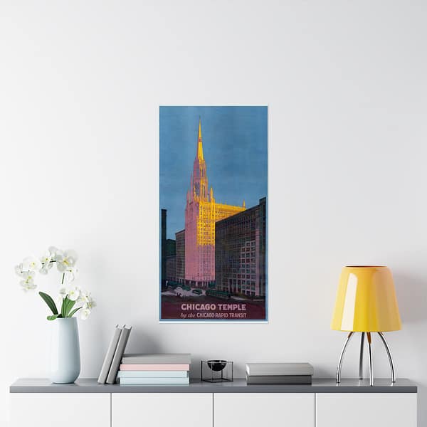 11911999486982752873_2048.jpeg Chicago Temple by the Chicago Rapid Transit - Rocco D. Navigato (1925) - Vintage Travel Poster Print