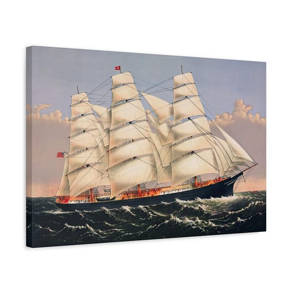 1225097813720749544_2048.jpeg Clipper Ship Three Brothers, 2,972 Tons - The Largest Sailing Ship in the World - Currier & Ives (1875) - Vintage Lithograph Canvas Print
