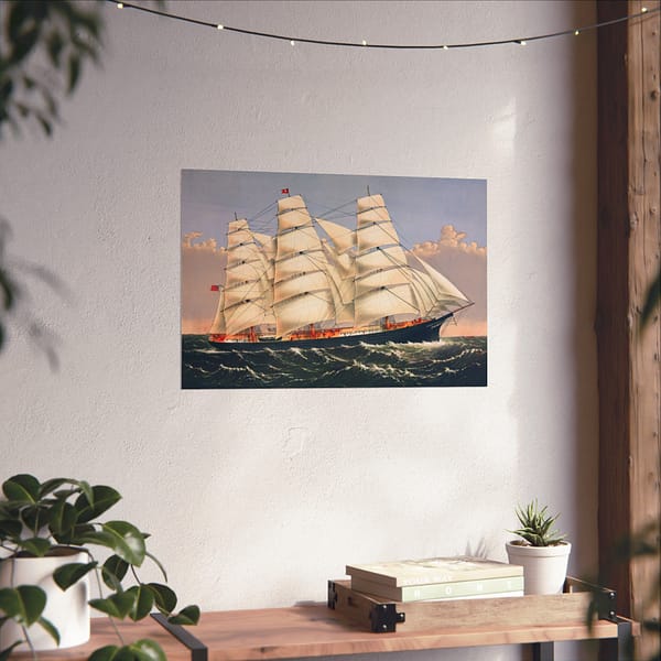 13096113804039619275_2048.jpeg Clipper Ship Three Brothers, 2,972 Tons - The Largest Sailing Ship in the World - Currier & Ives (1875) - Vintage Lithograph Poster Print