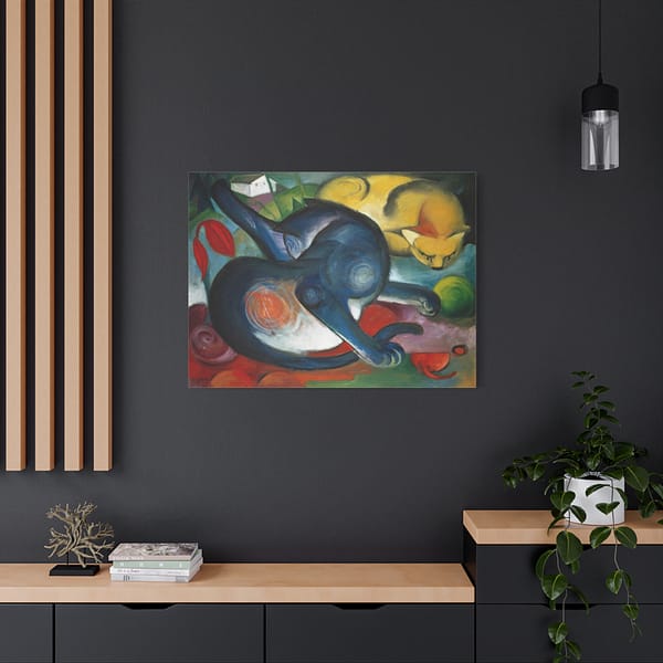 13173668743704265359_2048.jpeg Two Cats, Blue and Yellow - Franz Marc (1912) - Art Deco Canvas Print