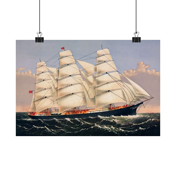 13535849232274350754_2048.jpeg Clipper Ship Three Brothers, 2,972 Tons - The Largest Sailing Ship in the World - Currier & Ives (1875) - Vintage Lithograph Poster Print