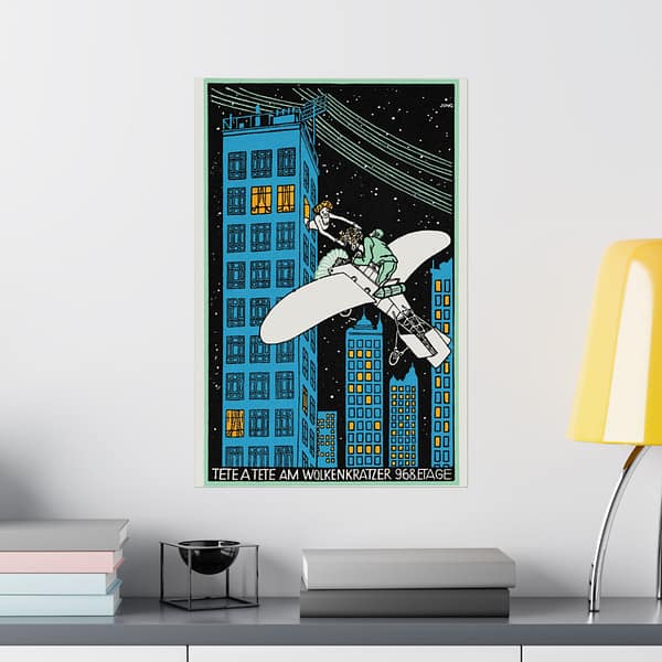 14322404375947075373_2048.jpeg Tête á Tête on the 968th Floor of a Skyscraper - Moriz Jung (1911) - Vintage Lithograph Poster Print