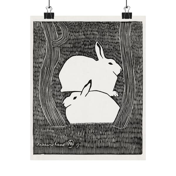 14693702208430812203_2048.jpeg Two Snow Hares (Twee Sneeuwhazen) - Samuel Jessurun de Mesquita (1911) - Vintage Lithograph Poster Print