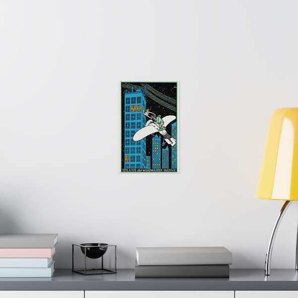 16364259031876894681_2048.jpeg Tête á Tête on the 968th Floor of a Skyscraper - Moriz Jung (1911) - Vintage Lithograph Poster Print