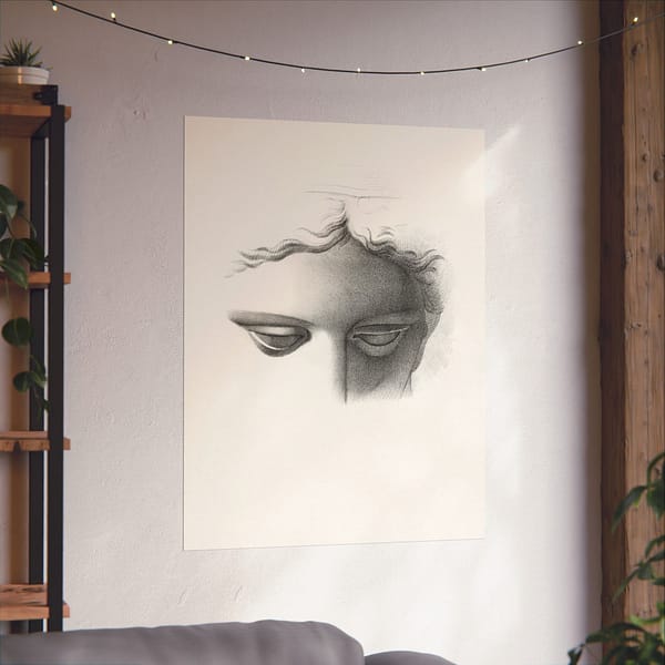 1661350949473380014_2048.jpeg Apollo Belvidere, Study Showing the Forehead, Eyes, and Bridge of Nose - James Fuller Queen (c. 1840-50) - Vintage Lithograph Poster Print