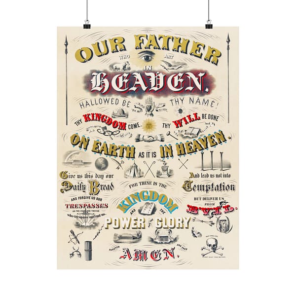 16874562397039576002_2048.jpeg Our Father Who Art in Heaven - W. A. Welsher (1873) - Vintage Lithograph Poster Print