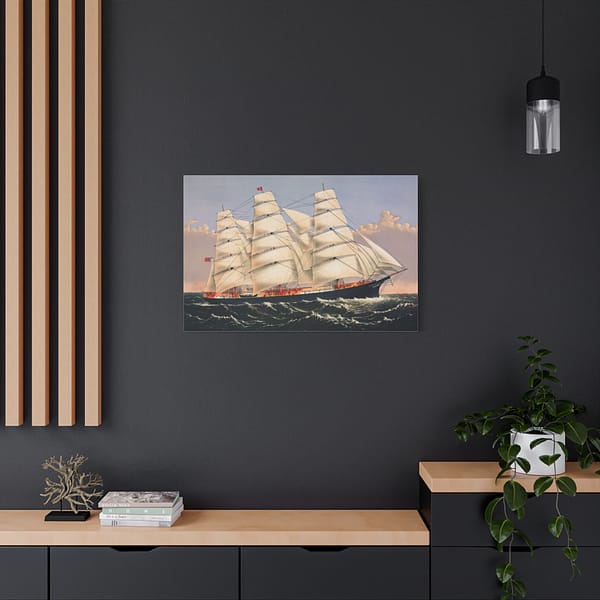 17146010159201349283_2048.jpeg Clipper Ship Three Brothers, 2,972 Tons - The Largest Sailing Ship in the World - Currier & Ives (1875) - Vintage Lithograph Canvas Print