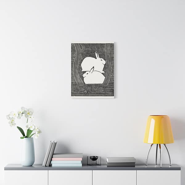 17354466394170986672_2048.jpeg Two Snow Hares (Twee Sneeuwhazen) - Samuel Jessurun de Mesquita (1911) - Vintage Lithograph Canvas Print