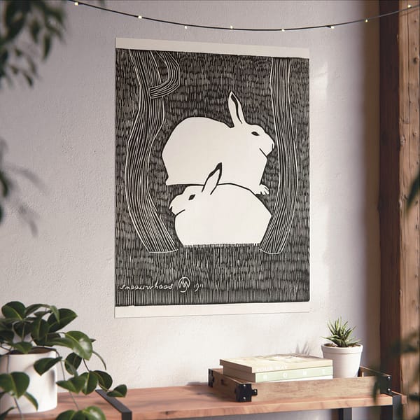 17435731393002124854_2048.jpeg Two Snow Hares (Twee Sneeuwhazen) - Samuel Jessurun de Mesquita (1911) - Vintage Lithograph Poster Print