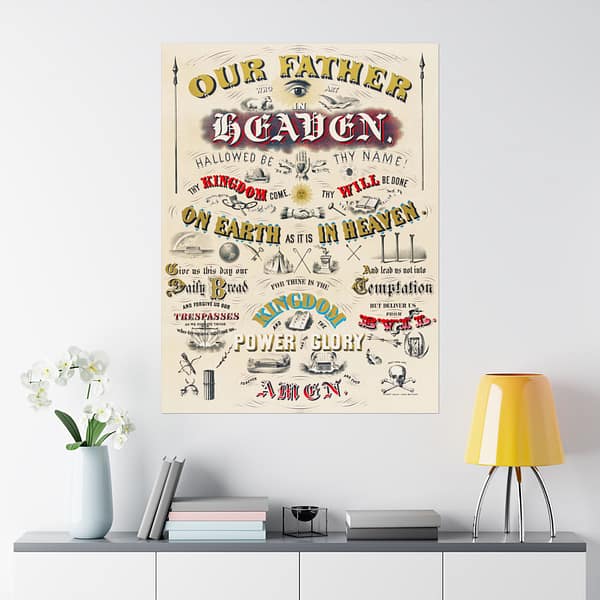 17968782838368695158_2048.jpeg Our Father Who Art in Heaven - W. A. Welsher (1873) - Vintage Lithograph Poster Print