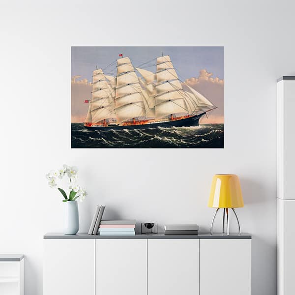 18227913078189244252_2048.jpeg Clipper Ship Three Brothers, 2,972 Tons - The Largest Sailing Ship in the World - Currier & Ives (1875) - Vintage Lithograph Poster Print