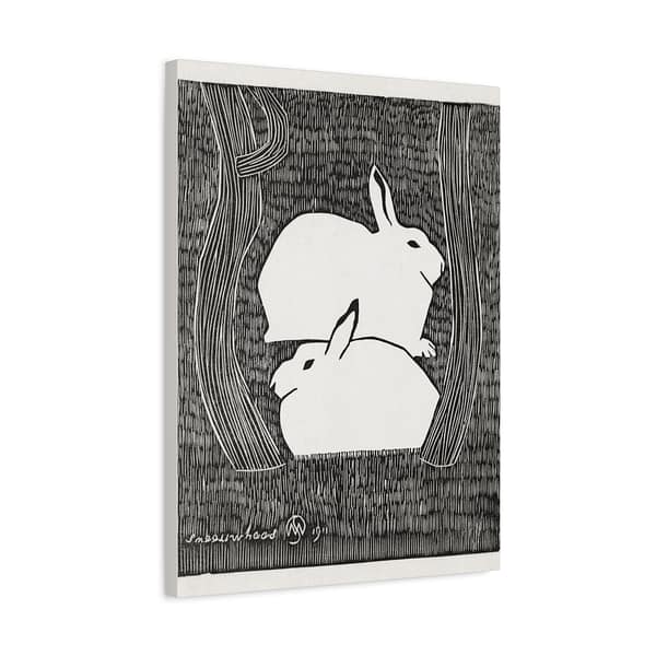 1995731559659612166_2048.jpeg Two Snow Hares (Twee Sneeuwhazen) - Samuel Jessurun de Mesquita (1911) - Vintage Lithograph Canvas Print