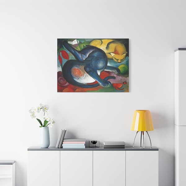 2474897941439511169_2048.jpeg Two Cats, Blue and Yellow - Franz Marc (1912) - Art Deco Canvas Print