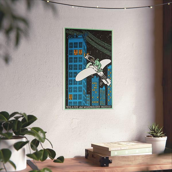 2646647629832556681_2048.jpeg Tête á Tête on the 968th Floor of a Skyscraper - Moriz Jung (1911) - Vintage Lithograph Poster Print