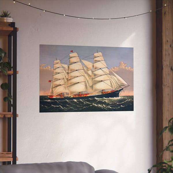 2725920558838826090_2048.jpeg Clipper Ship Three Brothers, 2,972 Tons - The Largest Sailing Ship in the World - Currier & Ives (1875) - Vintage Lithograph Poster Print