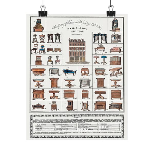 3487846343654475893_2048.jpeg Furniture Broadside - Joseph Meeks & Sons (1833) - Vintage Lithograph Poster Print