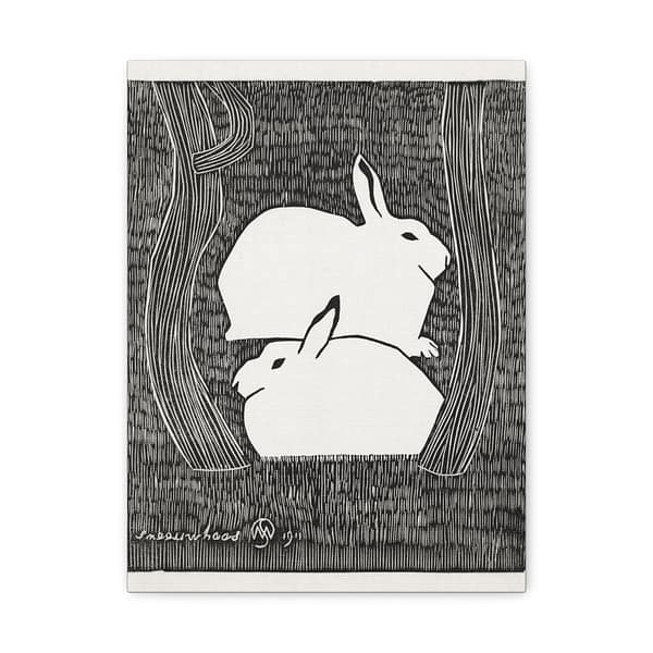 3614504707787460222_2048.jpeg Two Snow Hares (Twee Sneeuwhazen) - Samuel Jessurun de Mesquita (1911) - Vintage Lithograph Canvas Print