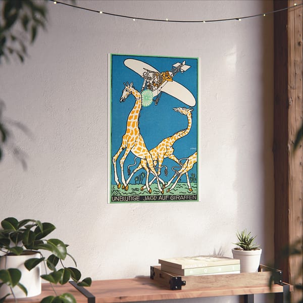 3694366259626380855_2048.jpeg Bloodless Giraffe Hunt (Unblutige Jagd auf Giraffen) - Moriz Jung (1911) - Vintage Lithograph Poster Print