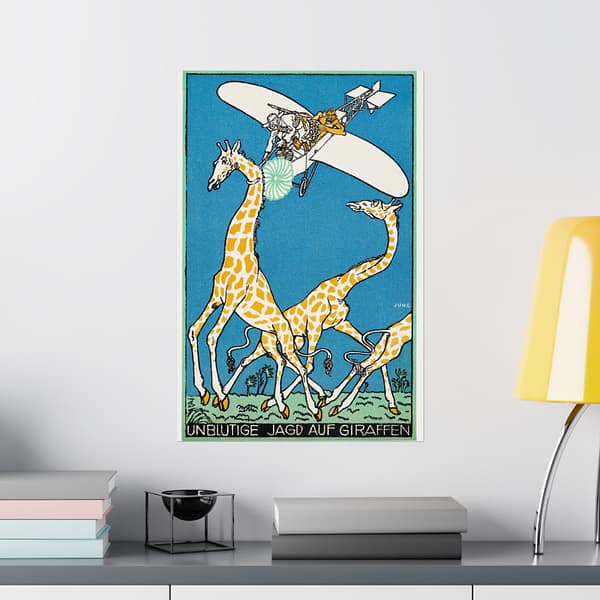4158026890450096192_2048.jpeg Bloodless Giraffe Hunt (Unblutige Jagd auf Giraffen) - Moriz Jung (1911) - Vintage Lithograph Poster Print