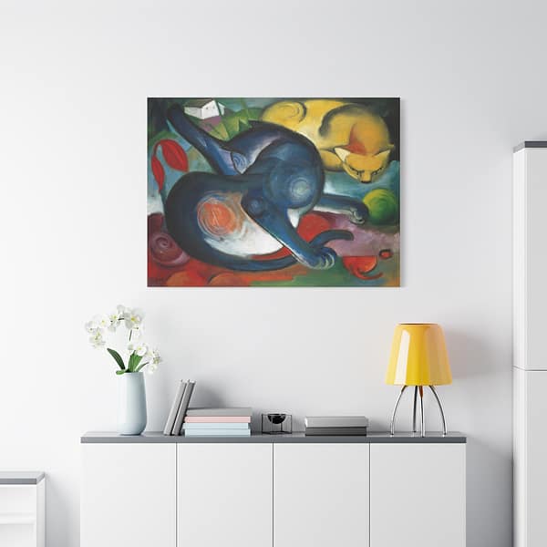 4378057954156587788_2048.jpeg Two Cats, Blue and Yellow - Franz Marc (1912) - Art Deco Canvas Print