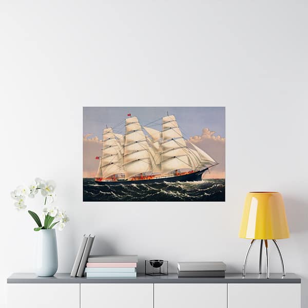 4559193161083150099_2048.jpeg Clipper Ship Three Brothers, 2,972 Tons - The Largest Sailing Ship in the World - Currier & Ives (1875) - Vintage Lithograph Poster Print