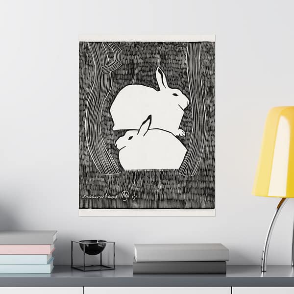 485021765470497171_2048.jpeg Two Snow Hares (Twee Sneeuwhazen) - Samuel Jessurun de Mesquita (1911) - Vintage Lithograph Poster Print