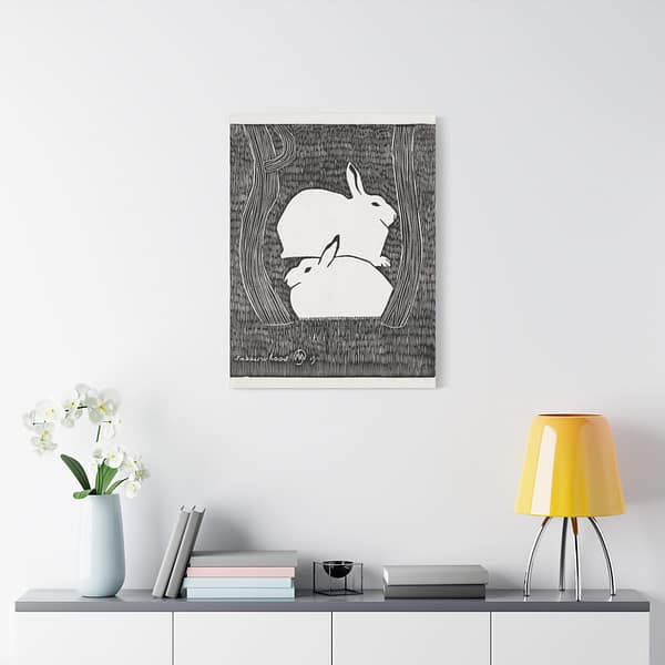 6216552050688586400_2048.jpeg Two Snow Hares (Twee Sneeuwhazen) - Samuel Jessurun de Mesquita (1911) - Vintage Lithograph Canvas Print