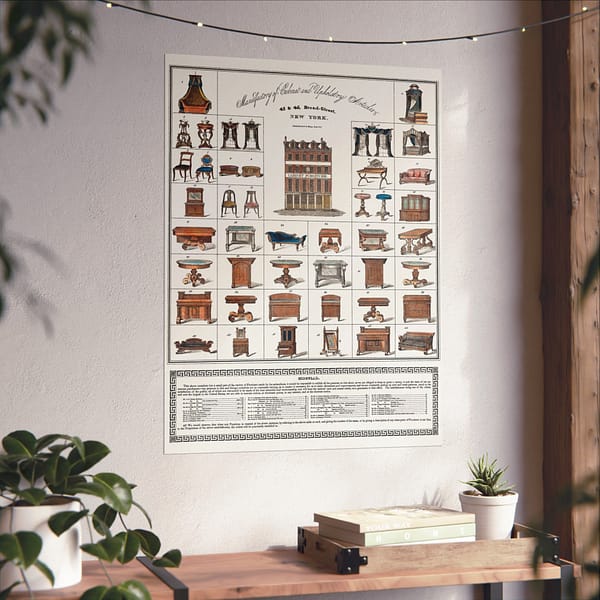 6323588452545195426_2048.jpeg Furniture Broadside - Joseph Meeks & Sons (1833) - Vintage Lithograph Poster Print