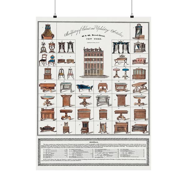 6774131458479060415_2048.jpeg Furniture Broadside - Joseph Meeks & Sons (1833) - Vintage Lithograph Poster Print