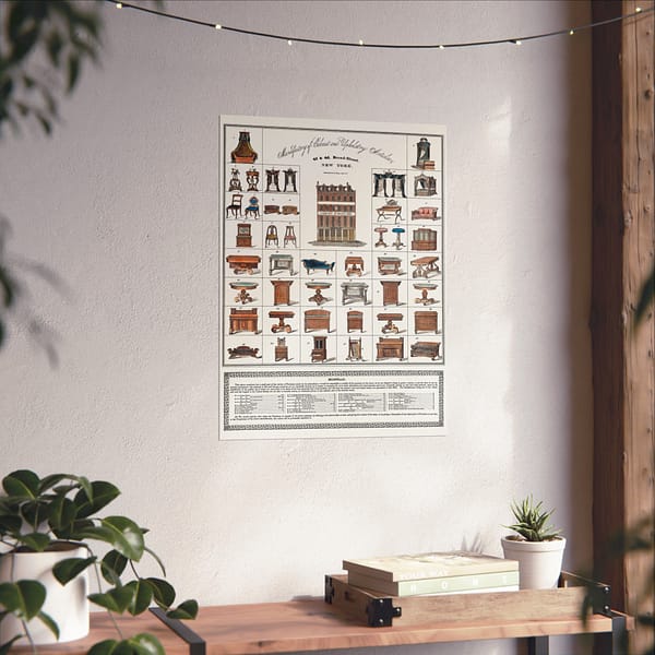 7380029220796591886_2048.jpeg Furniture Broadside - Joseph Meeks & Sons (1833) - Vintage Lithograph Poster Print