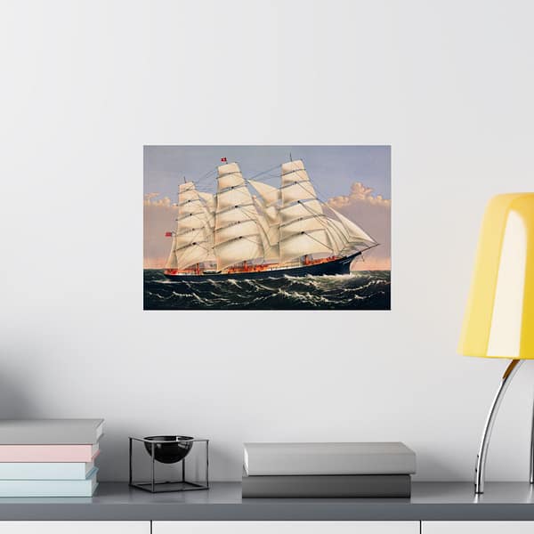 7487887393581745975_2048.jpeg Clipper Ship Three Brothers, 2,972 Tons - The Largest Sailing Ship in the World - Currier & Ives (1875) - Vintage Lithograph Poster Print