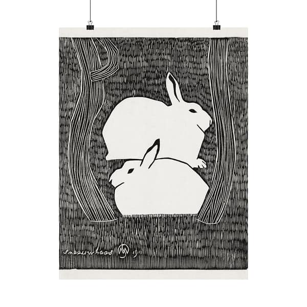 7565861996984743657_2048.jpeg Two Snow Hares (Twee Sneeuwhazen) - Samuel Jessurun de Mesquita (1911) - Vintage Lithograph Poster Print