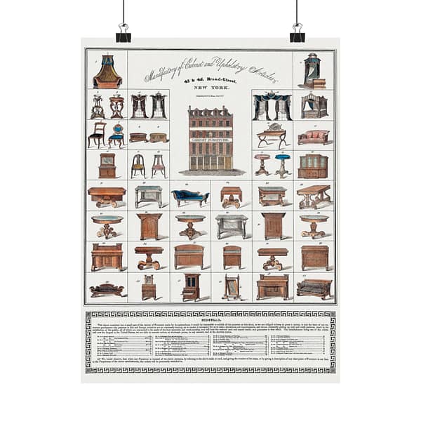 7743304866873673037_2048.jpeg Furniture Broadside - Joseph Meeks & Sons (1833) - Vintage Lithograph Poster Print