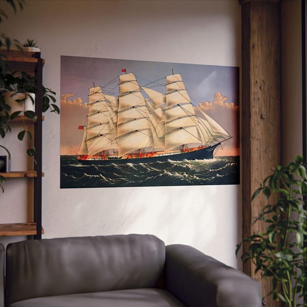 7802556975751127045_2048.jpeg Clipper Ship Three Brothers, 2,972 Tons - The Largest Sailing Ship in the World - Currier & Ives (1875) - Vintage Lithograph Poster Print