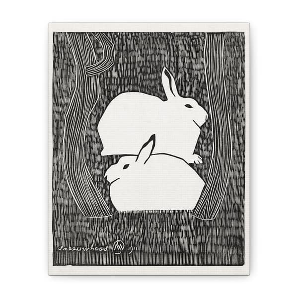 8050282997762609805_2048.jpeg Two Snow Hares (Twee Sneeuwhazen) - Samuel Jessurun de Mesquita (1911) - Vintage Lithograph Canvas Print