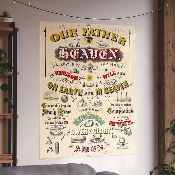 8322976465206689946_2048.jpeg Our Father Who Art in Heaven - W. A. Welsher (1873) - Vintage Lithograph Poster Print