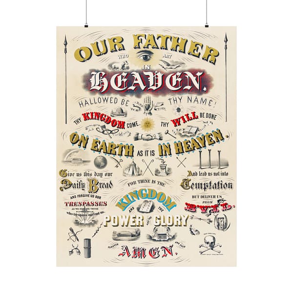 8860841380966756874_2048.jpeg Our Father Who Art in Heaven - W. A. Welsher (1873) - Vintage Lithograph Poster Print