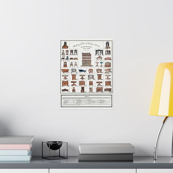 8893615021352194261_2048.jpeg Furniture Broadside - Joseph Meeks & Sons (1833) - Vintage Lithograph Poster Print