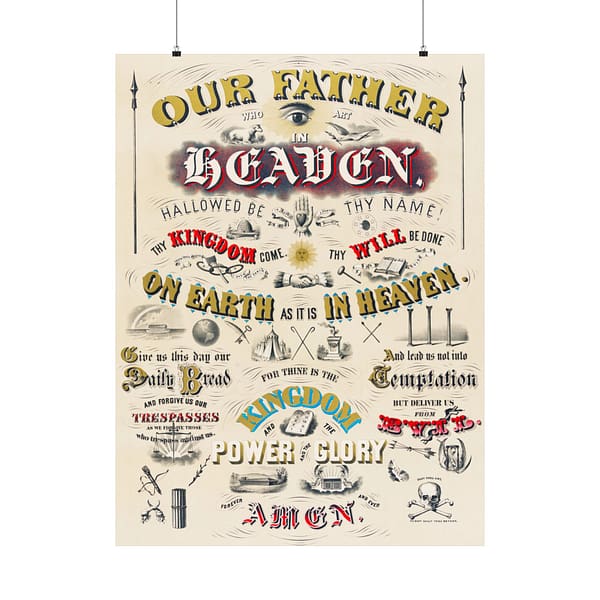 8903263628099856069_2048.jpeg Our Father Who Art in Heaven - W. A. Welsher (1873) - Vintage Lithograph Poster Print