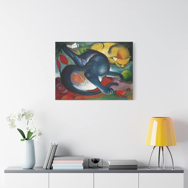 9089405923157591645_2048.jpeg Two Cats, Blue and Yellow - Franz Marc (1912) - Art Deco Canvas Print