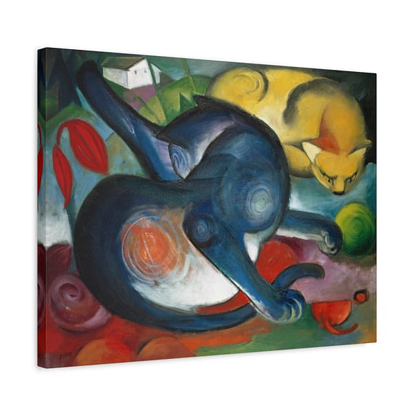9873692078607390843_2048.jpeg Two Cats, Blue and Yellow - Franz Marc (1912) - Art Deco Canvas Print