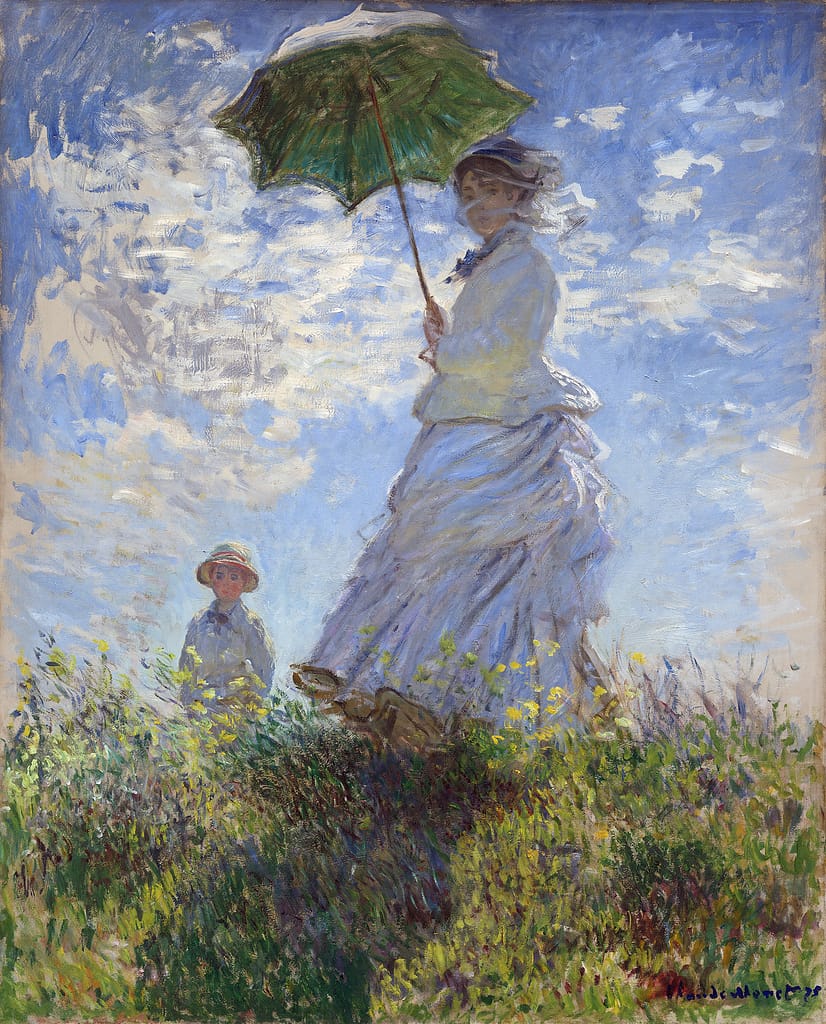 Woman with a Parasol - Madame Monet and Her Son by Claude Monet (1875)